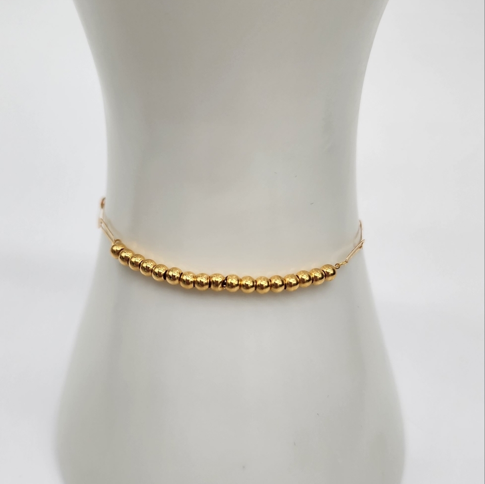 18K Solid Gold Bracelet sz 7-7.5" New Paperclip Balls Style